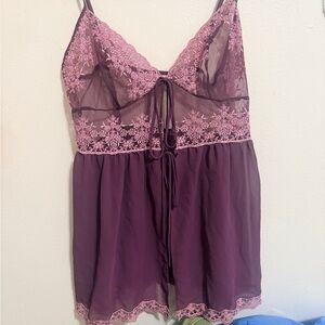 Victoria's Secret Sheer Lace Plum Chemise